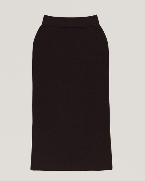 ELENA Merino-Cashmere Skirt in Dark Brown